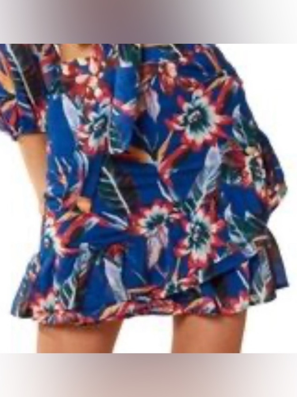NWT Red Carter Paradise Blue Tropical Ruffle Novelty Print Boho Mini Skirt XS